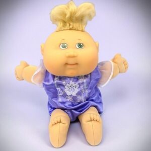 VTG Cabbage Patch Kids Doll Blonde Green Eyes Purple Lace Outfit 2006 Play Along